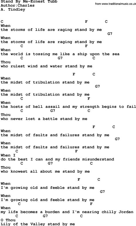 Country Music Stand By Me Ernest Tubb Lyrics And Chords