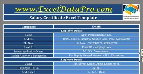 Download Salary Certificate Format Excel Template Exceldatapro