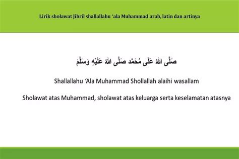 Lirik Sholawat Jibril Shallallahu ‘ala Muhammad Arab Latin Dan Artinya
