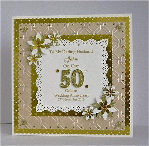 Golden 50th Wedding Anniversary Card For Etsy Golden Wedding