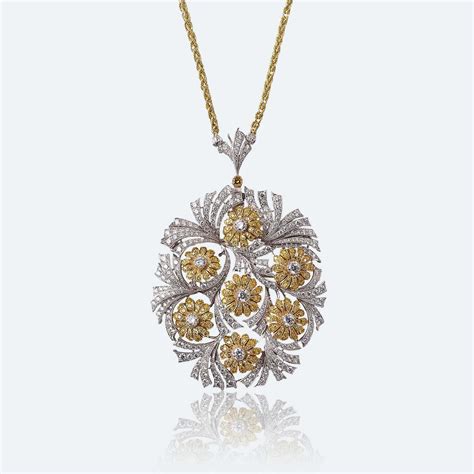 Buccellati Broches pendentifs Deux Vases à Fleurs Haute Joaillerie Diamond Locket Gold