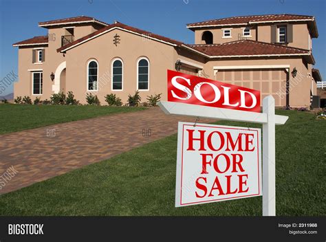 Sold Home Sale Sign Front New House Image And Photo Bigstock