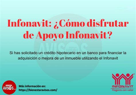 Infonavit Cómo disfrutar de Apoyo Infonavit