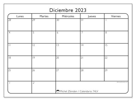 Calendario Diciembre De 2023 Para Imprimir “74ds” Michel Zbinden Py