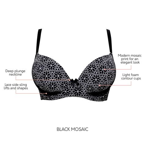 casey plunge molded t shirt bra mosaic black parfait lingerie
