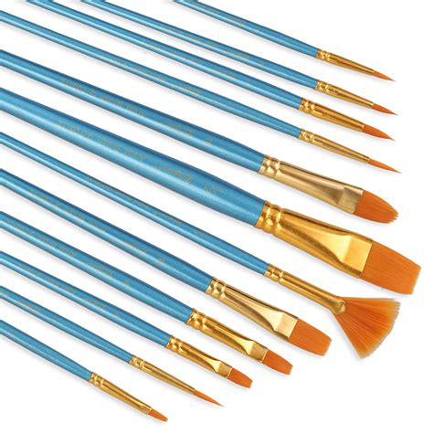 Tsv 12pcs Artist Acrylic Paint Brushes Set With Nylon Hair For Oil
