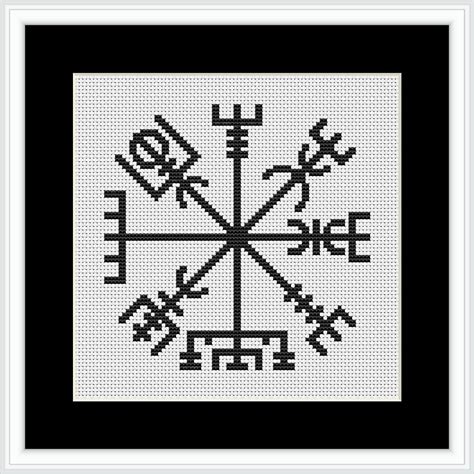 Vegvisir Runic Compass Symbol Cross Stitch Chart Etsy Canada Runic