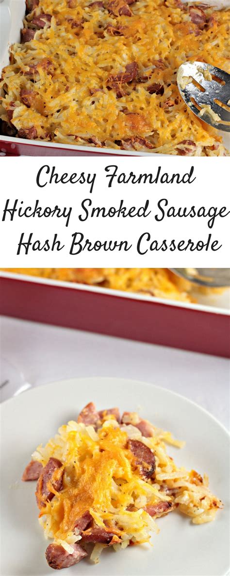 Hash browns, sausage and cheese make up the heart of this casserole, and all we had to do was throw them together in the slow cooker and turn it on! Cheesy Farmland Hickory Smoked Sausage Hash Brown ...