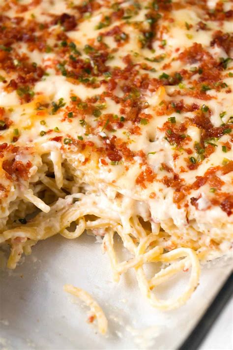 Stir until cream cheese is melted and spaghetti is thoroughly coated. Bacon Cream Cheese Baked Spaghetti - This is Not Diet Food