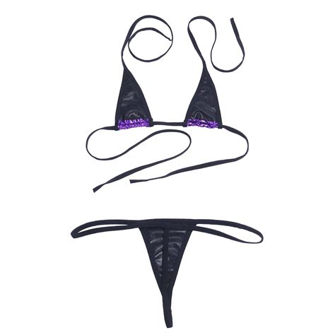 Tiaobug Women Shiny Micro String Bikini Swimsuit Lingerie G String Underwear Buy Online In