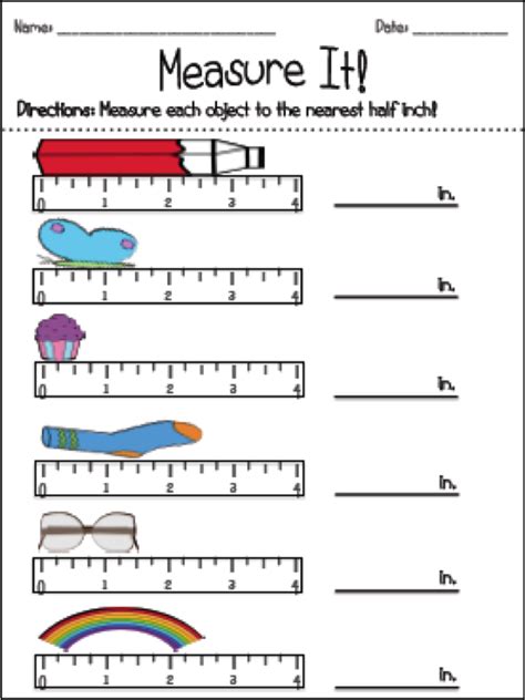 Measuring To The Nearest Inch Worksheets