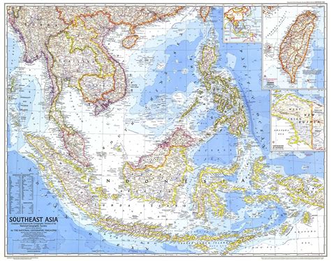 Southeast Asia 1968 Wall Map by National Geographic