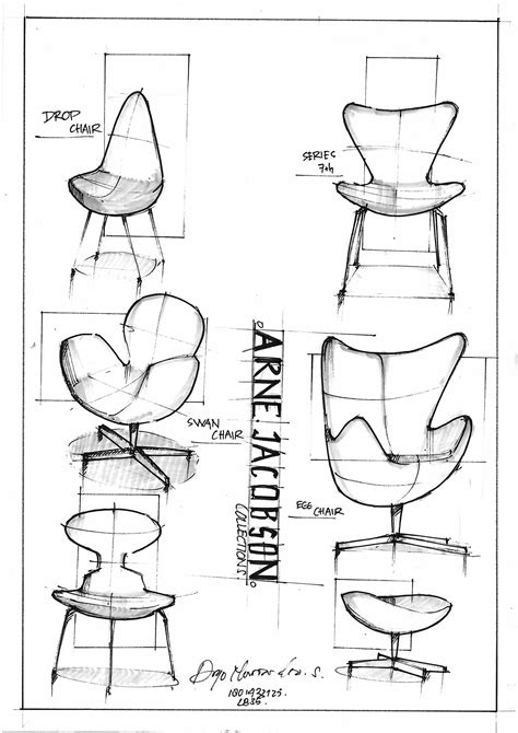 Freehand Sketch Arne Jacobsen Chair Collections Furniture Design