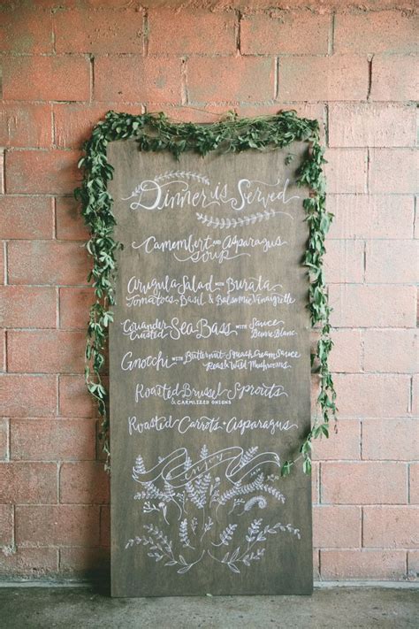 Botanical Inspired Wedding At Marvimon Gourmet Wedding Menu Signage