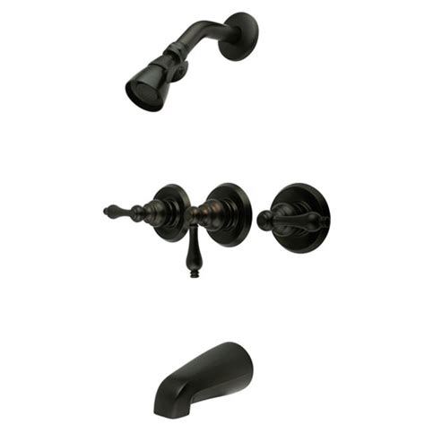 Find our lowest possible price! Magellan Oil Rubbed Bronze Three Handle Tub & Shower Combo ...