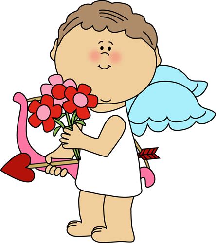 Valentines Day Cupid With Flowers Clip Art Valentines Day Cupid