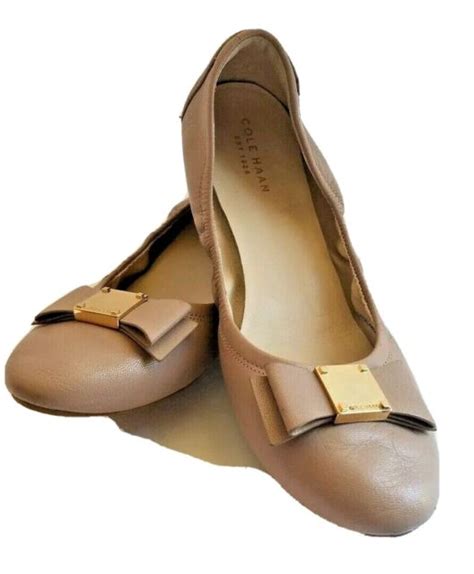 Cole Haan Womens 75 B Tali Bow Ballet Leather Slip On Flats Shoes