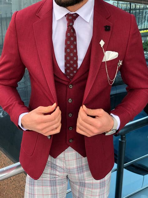 Buy Claret Red Slim Fit Suit By With Free Shipping Slim