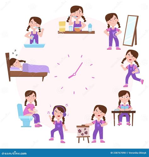 Child Daily Sleep And Wake Schedule Girl Routine Activities Cute Girl