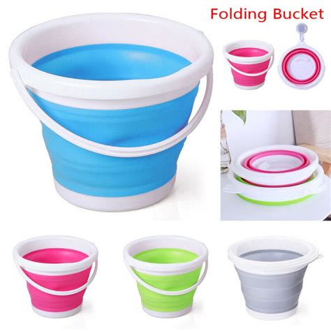 Collapsible Bucket Portable Folding Bucket Lid Silicone Car Washing