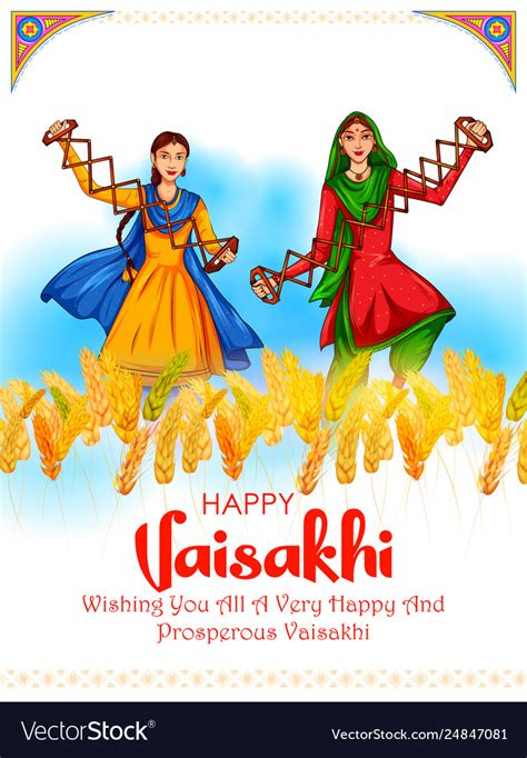 Happy Vaisakhi Punjabi Spring Harvest Festival Vector Image