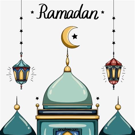 Colorful Cartoon Ramadan Festival Elements Ramadan Moon Stars Png