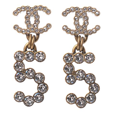 Chanel Crystal Cc No 5 Drop Earrings Gold 804257 Fashionphile