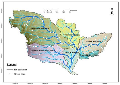 Map Showing The Mississippi River Basin And The Locations Of The Download Scientific