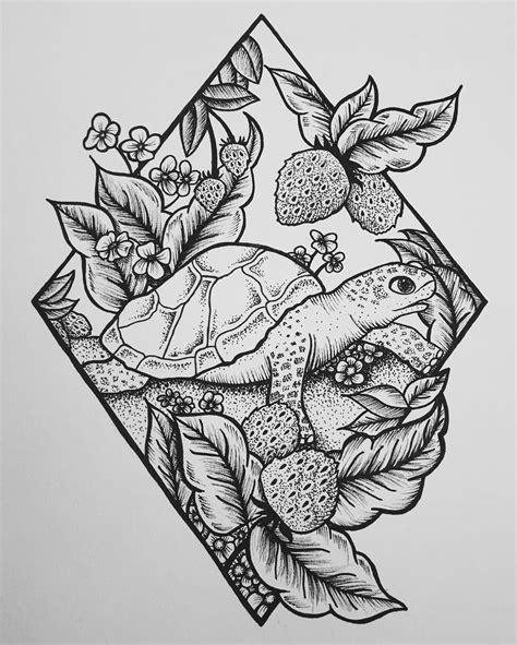 Turtle Illustration Tattoo Design Tattoo Design Drawings Pencil Art