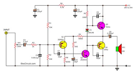 Simple Audio Amplifier Circuit Diagram Using Transistor
