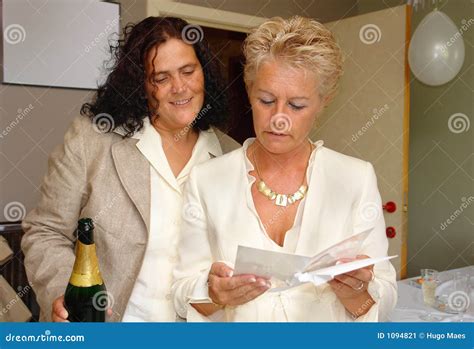 Lesbian Couple Reading Greeting Card Stock Image Image Of Homosexual Bridal 1094821