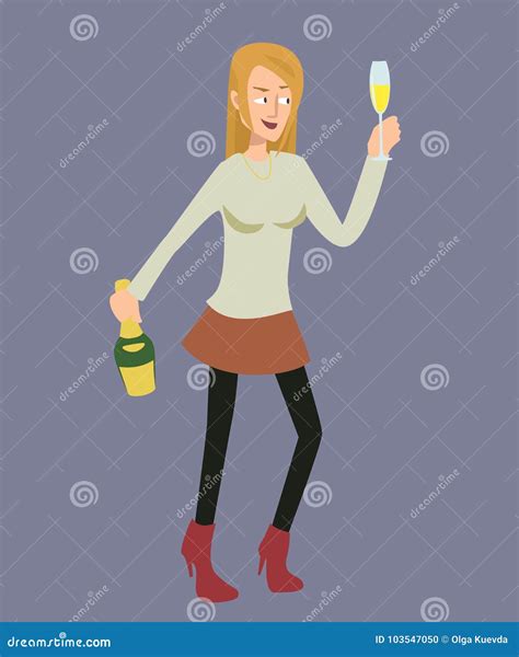 Drunk Woman Character Vector Cartoon 103547050
