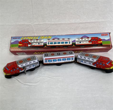 Vintage Wind Up Tin Express Train Schylling Wind Up Train Etsy Toy