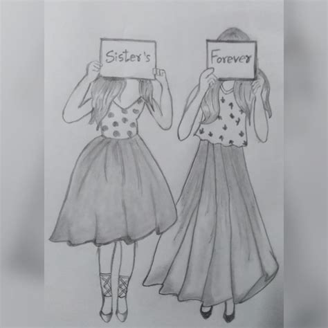 Sisters ️👭 Drawings Of Friends Beautiful Sketches Sisters Drawing