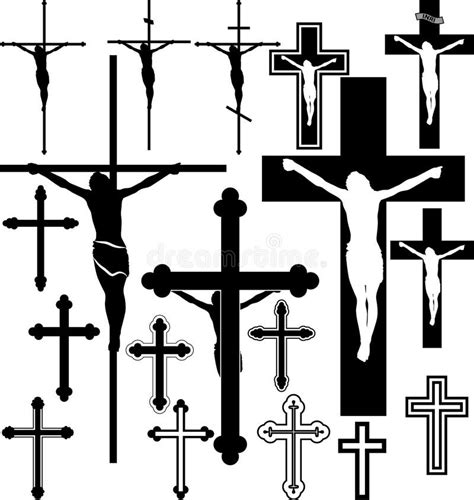 Crucifix Jesus Christ Outline Black Stock Vector Illustration Of
