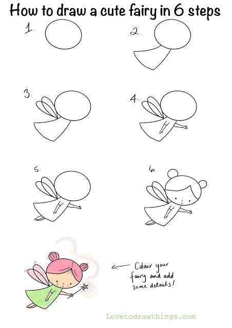 How To Draw A Cute Fairy In 6 Steps Easy Doodles Drawings Art