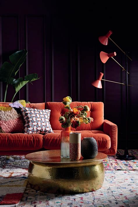A Great Decorating Idea For Autumn This Burnt Orange Sofa Is The Focal
