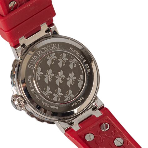 Swarovski Red Stainless Steel Octea Sport Womens Wristwatch
