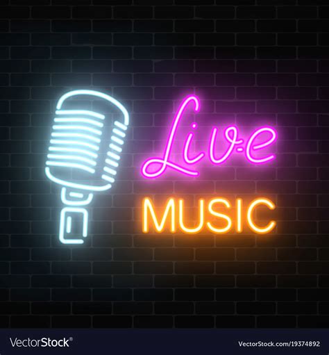 Neon Signboard Of Nightclub With Live Music Vector Image