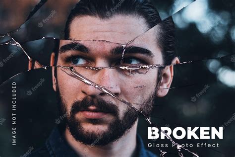Premium Psd Broken Smashed Shattered Glass Photo Effect Template