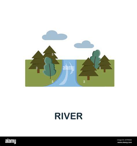 River Flat Icon Colored Element Sign From Nature Collection Flat
