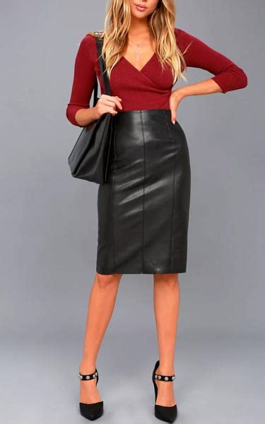 Pencil Me In Black Vegan Leather Midi Skirt