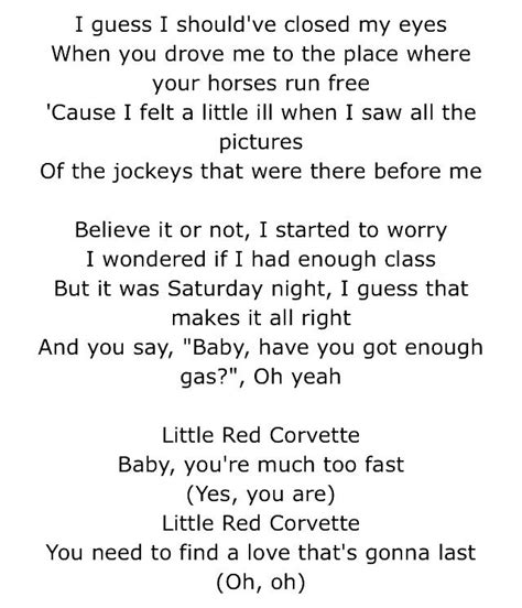 Maybe you would like to learn more about one of these? Little red corvette... | Prince lyrics, Words, Music lyrics