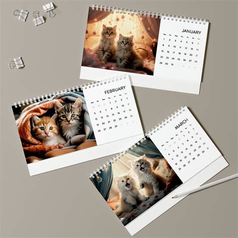 Sweet Cat Calendar Cat Desk Calendar 2024 Desk Calendar Kitten