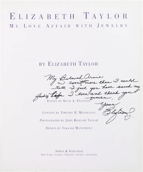 Bonhams Elizabeth Taylors Elizabeth Taylor My Love Affair With