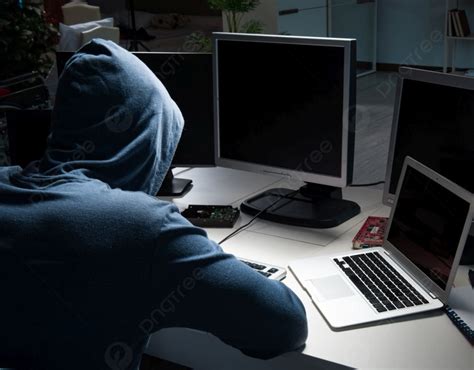 El Hacker Hackeando La Computadora Por La Noche Hacker Hackeando La
