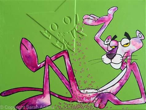 Pink Panther Acrylic And Watercolour Ink On Embossed Effect Canvas