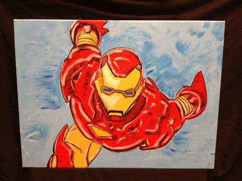 Iron Man 18x24 Acrylic On Canvas Painting Artwork Art