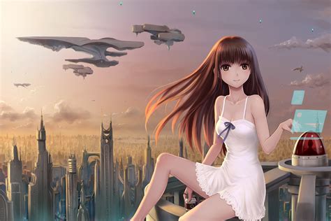 Wallpaper Anime Girls Futuristic Science Fiction Screenshot