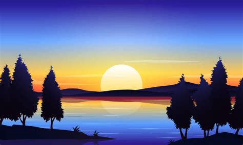 Lake Sunset Illustrations Royalty Free Vector Graphics And Clip Art Istock